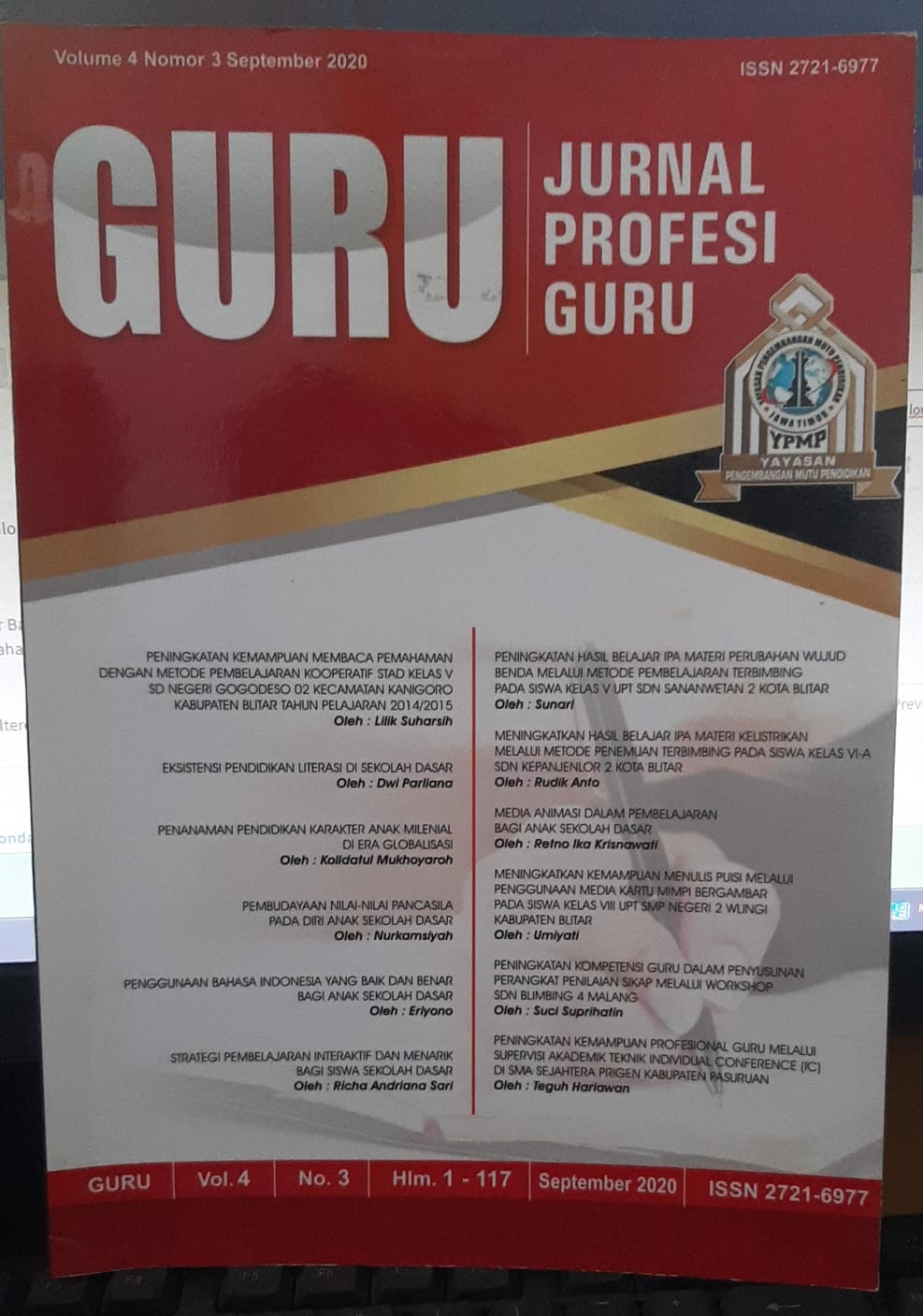 Jurnal Profesi Guru ( GURU) Volume 4 Nomor 3 September 2020