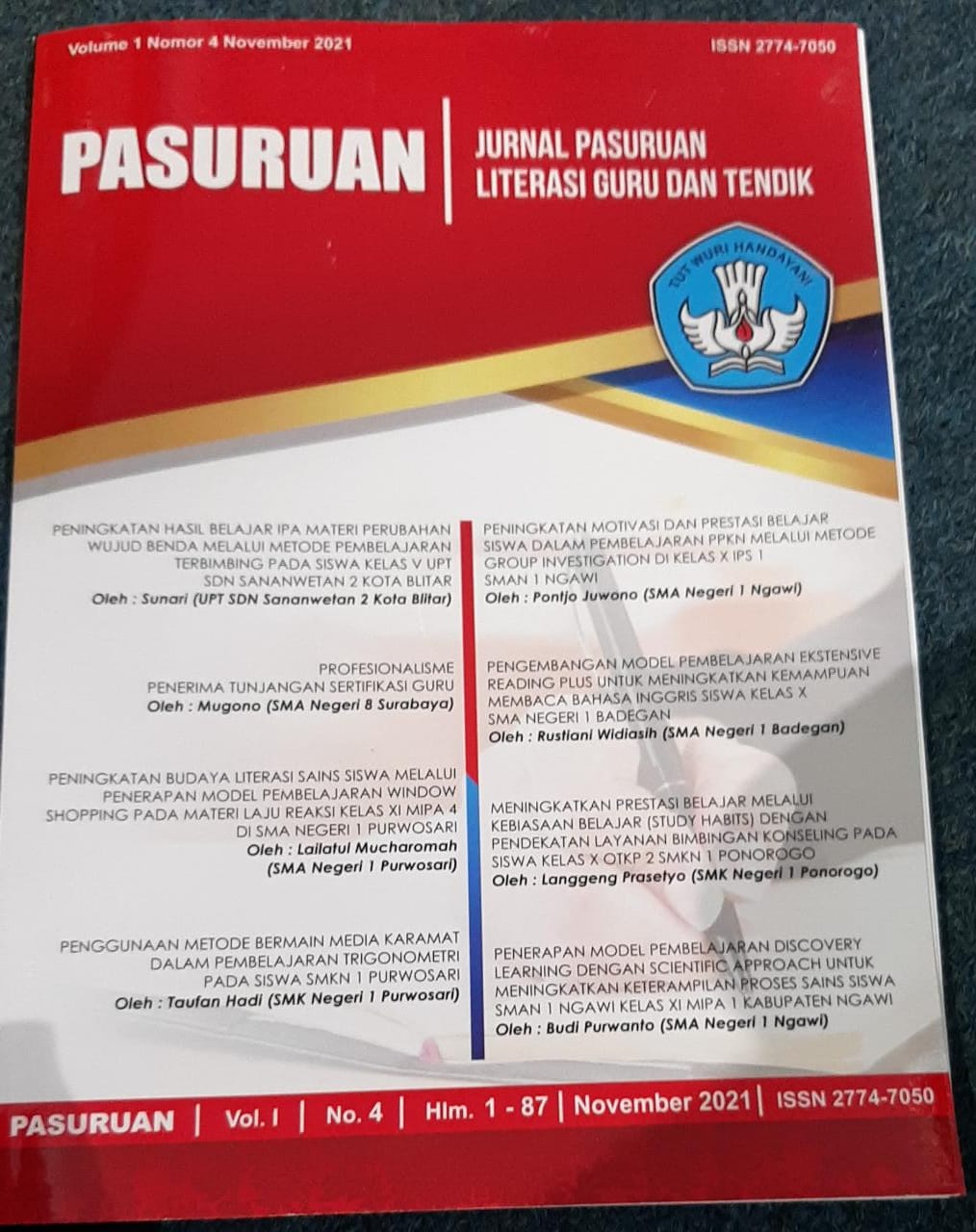 Jurnal Pasuruan Literasi Guru Dan Tendik Volume 1 Nomor 4 November 2021